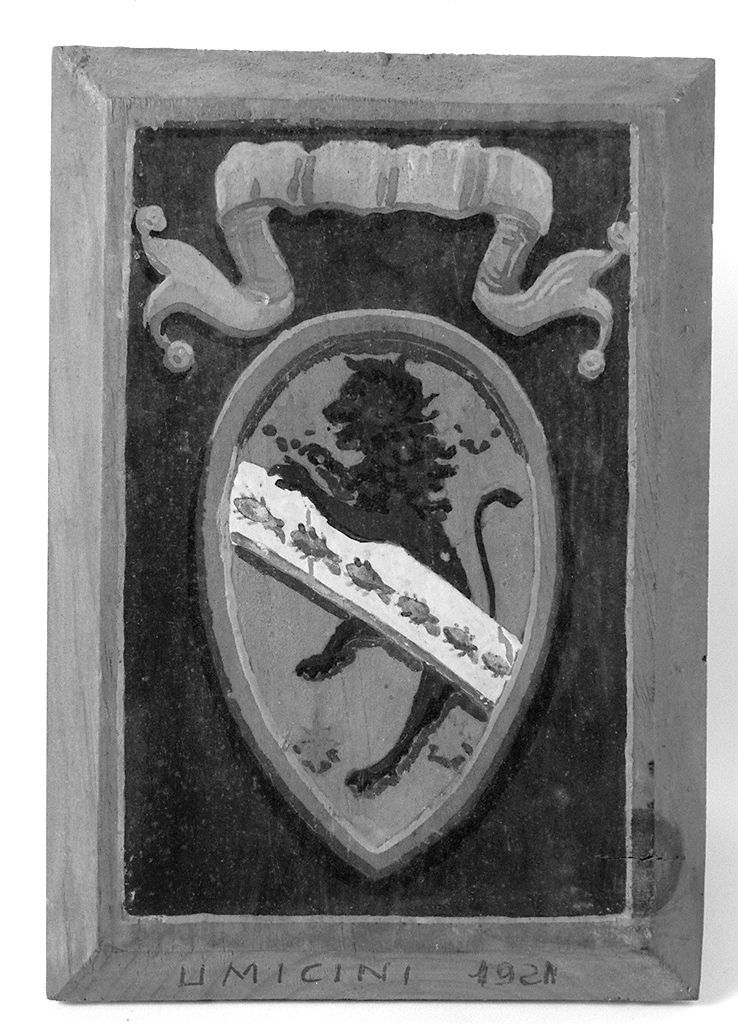 stemma gentilizio della famiglia Umicini (dipinto, elemento d'insieme) - ambito senese (sec. XX)