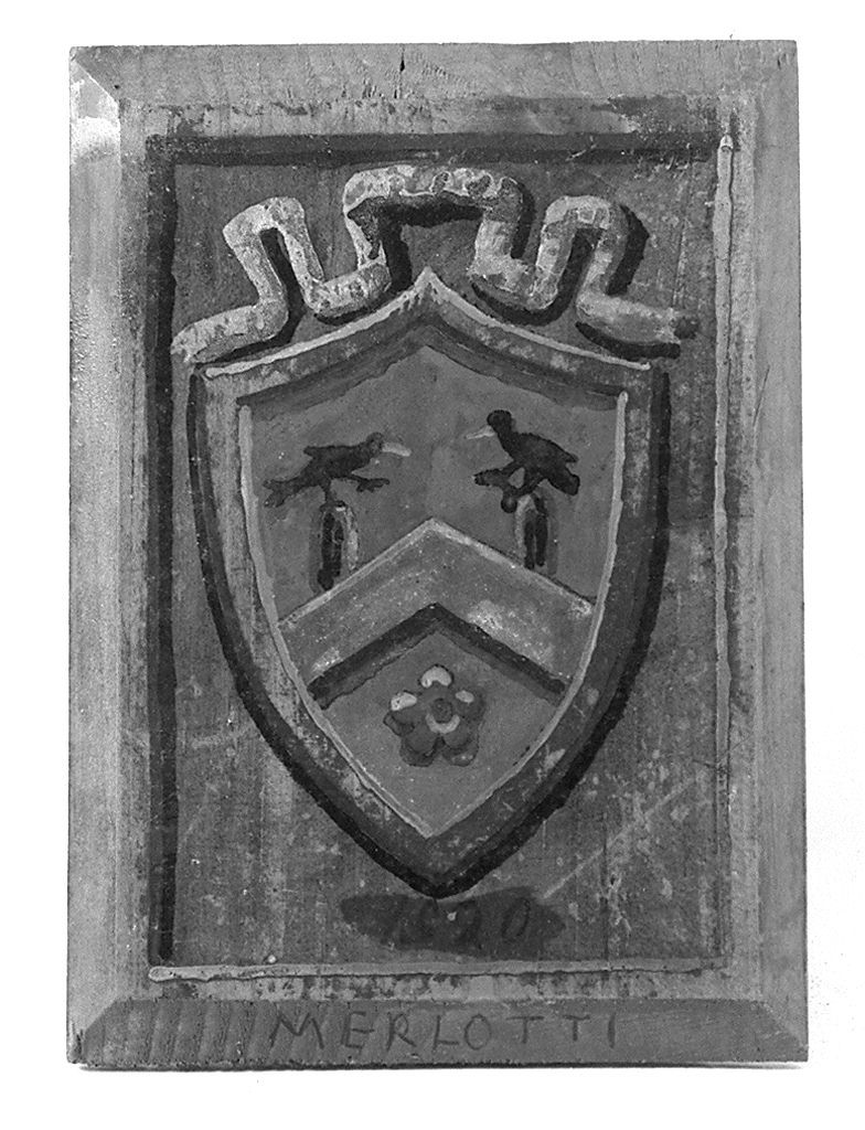 stemma gentilizio della famiglia Merlotti (dipinto) - ambito senese (secc. XIX/ XX)