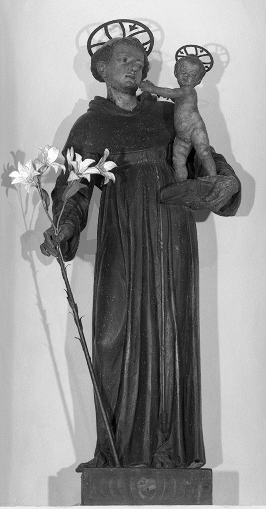 Sant'Antonio da Padova con il bambino (statua) - ambito senese (prima metà sec. XVII)