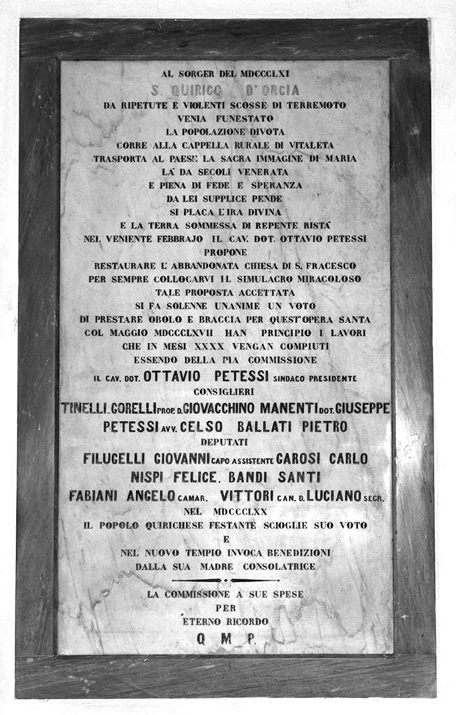 lapide documentaria - bottega senese (sec. XIX)