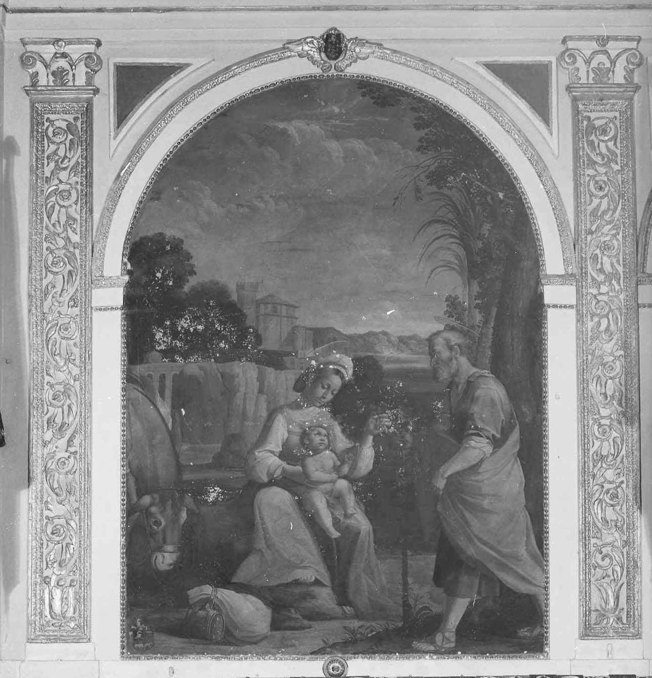 riposo nella fuga in Egitto (dipinto, elemento d'insieme) di Salimbeni Simondio (sec. XVII)
