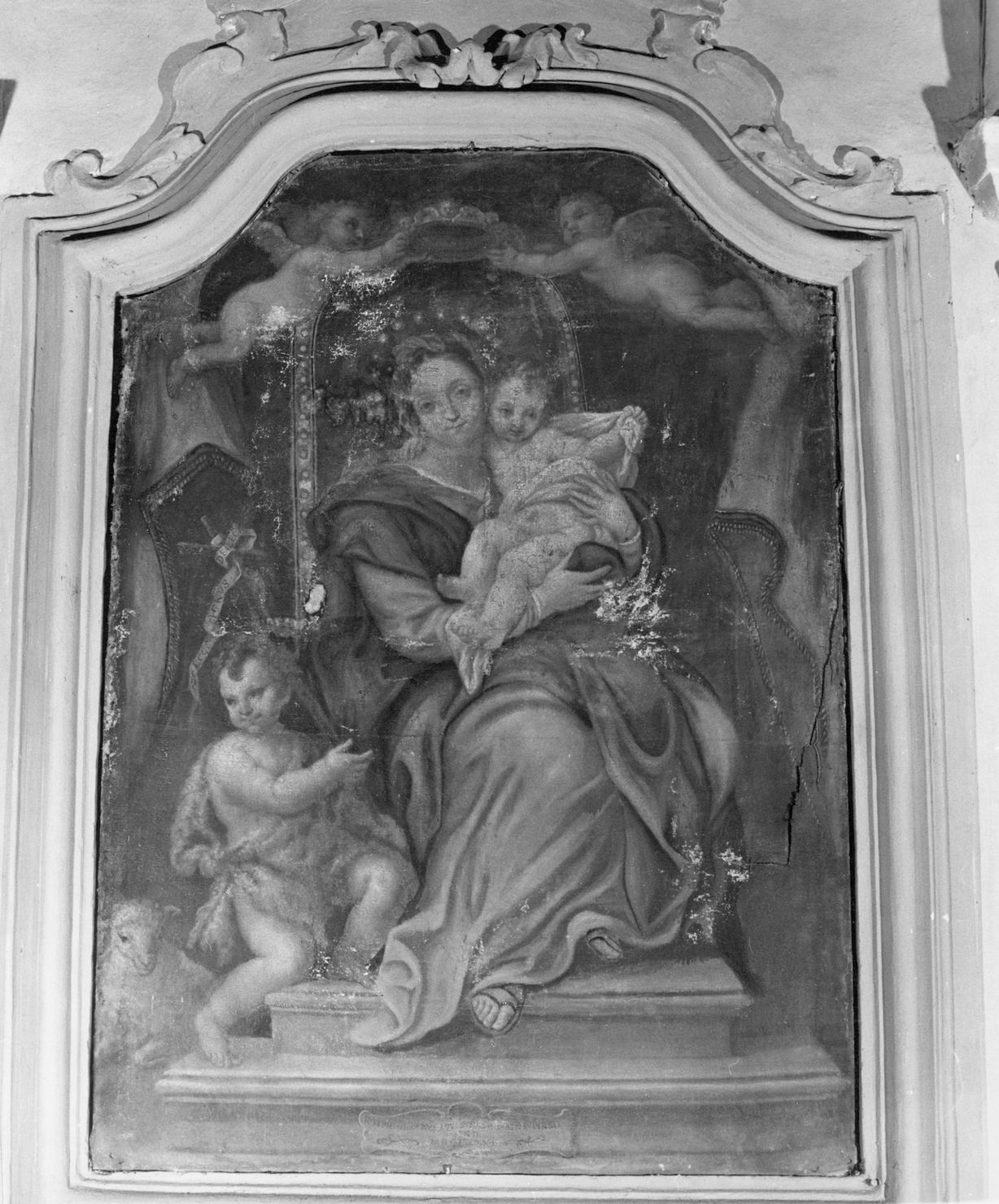 Madonna con Bambino e San Giovannino (dipinto) di Nasini Giuseppe Nicola (sec. XVIII)
