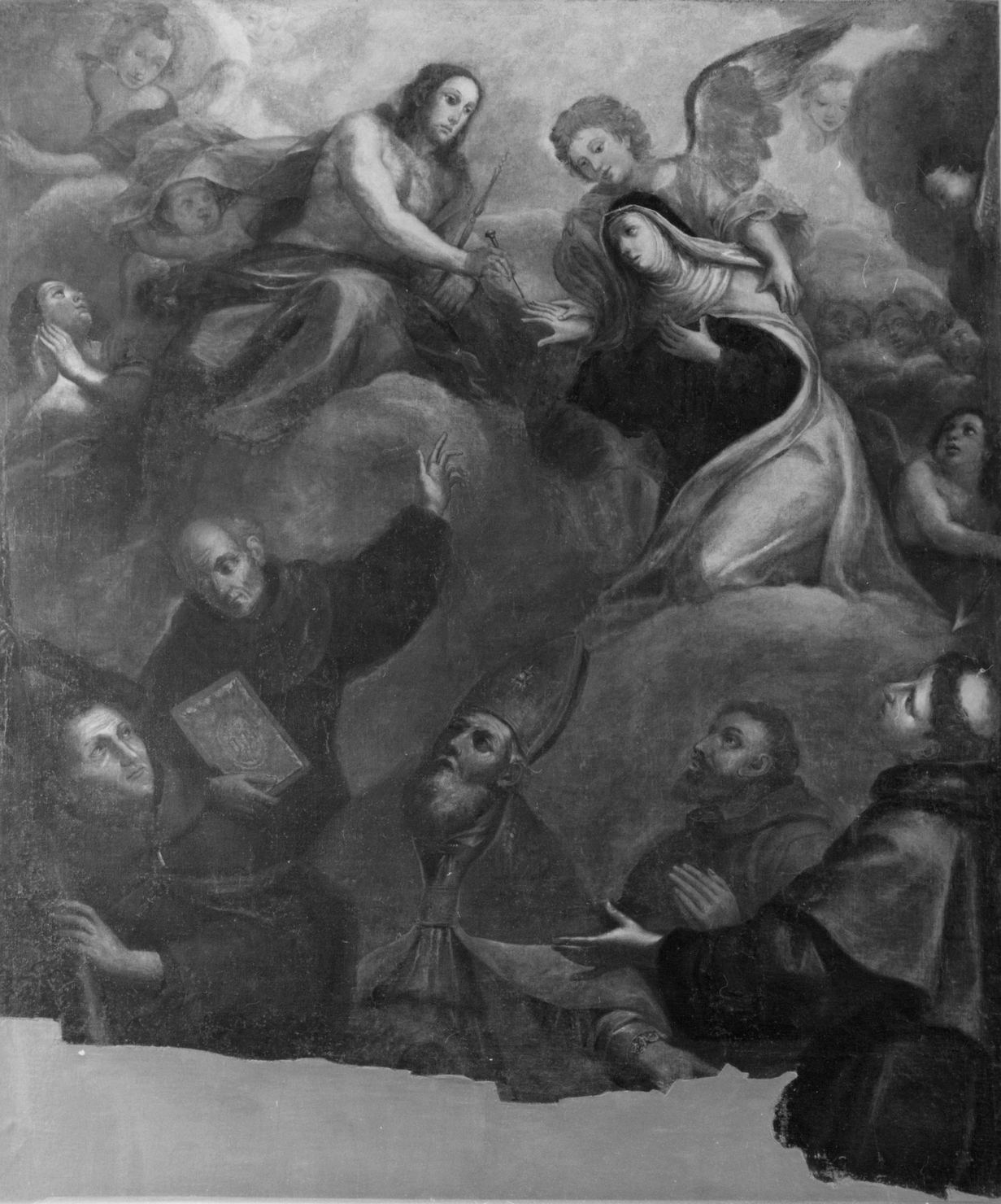 Santa Teresa d'Avila ha la visione dell'angelo che le trafigge il cuore con una freccia ardente (dipinto) di Mazzuoli Annibale (fine/inizio secc. XVII/ XVIII)