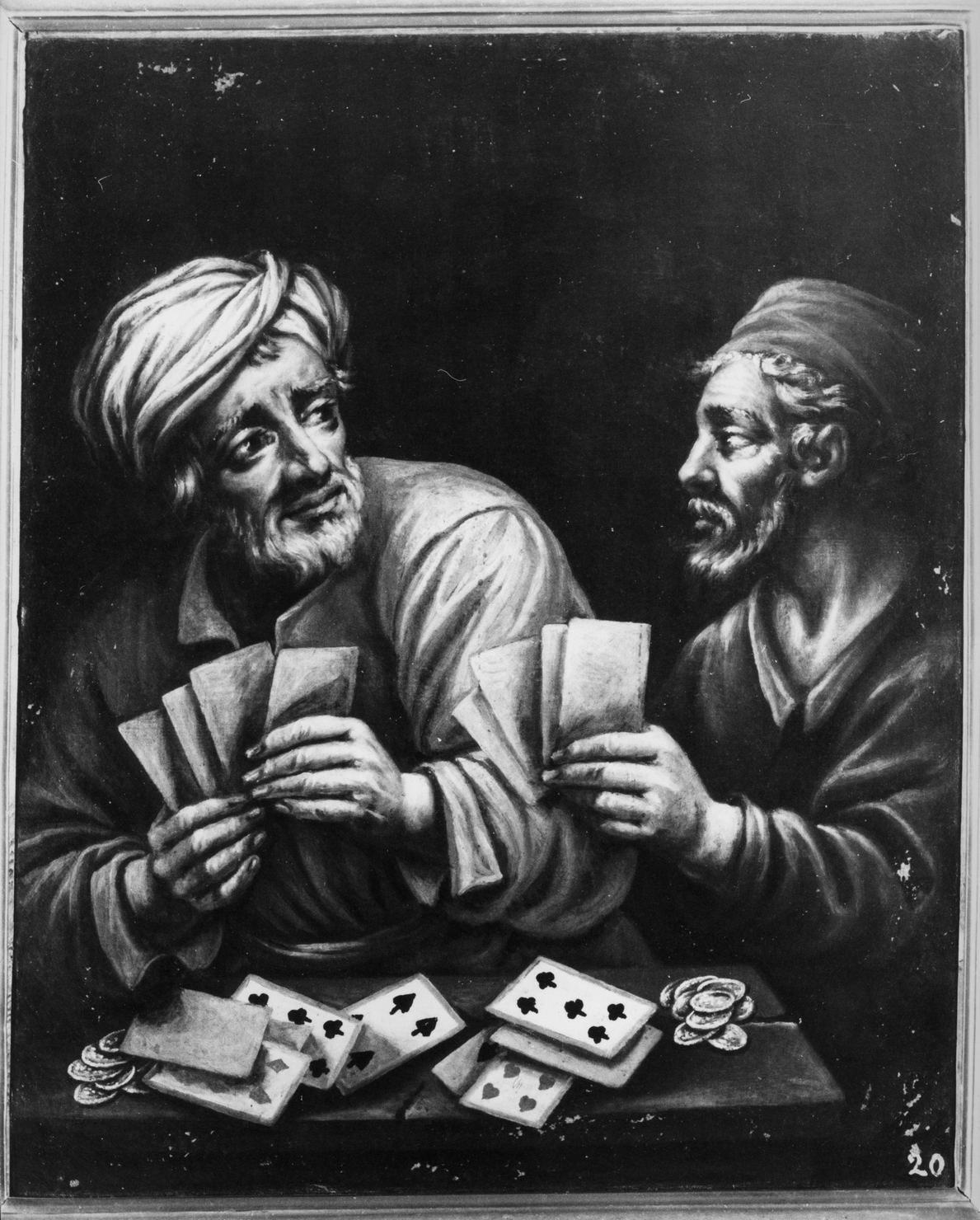 giocatori di carte (dipinto, elemento d'insieme) - ambito italiano (sec. XVII)