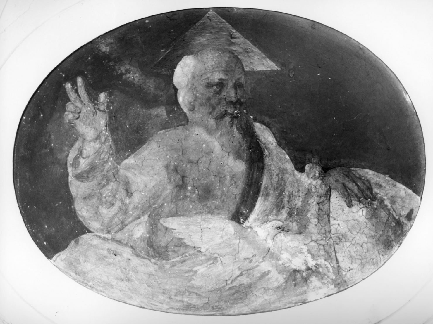 Dio Padre benedicente (dipinto, elemento d'insieme) - ambito senese (secc. XVI/ XVII)