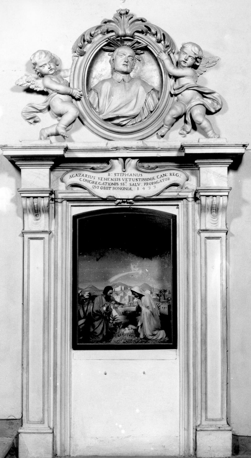 beato Stefano Agazzari tra due angeli e beato Pietro Foreri (busto, serie) di Mazzuoli Giovanni Antonio (ultimo quarto sec. XVII)