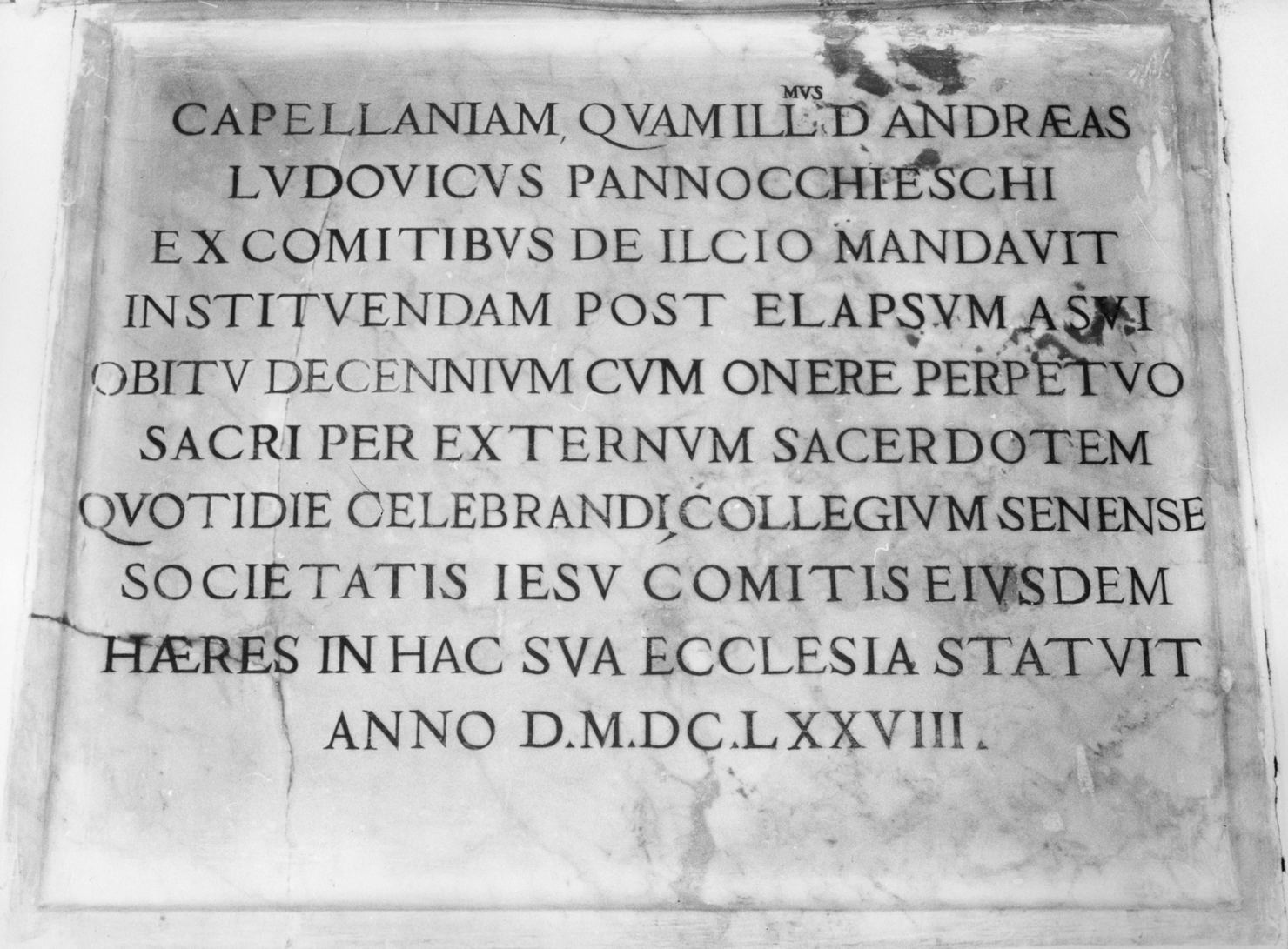 lapide documentaria - ambito senese (sec. XVII)