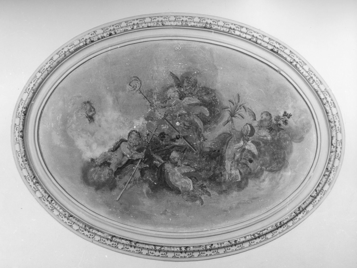 putti reggistemma (dipinto) - ambito senese (sec. XVIII)