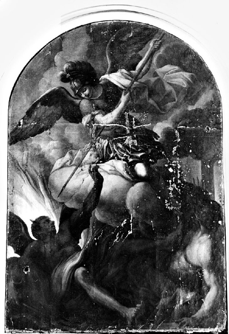 San Michele Arcangelo schiaccia il demonio (dipinto) - ambito senese (prima metà sec. XVIII)