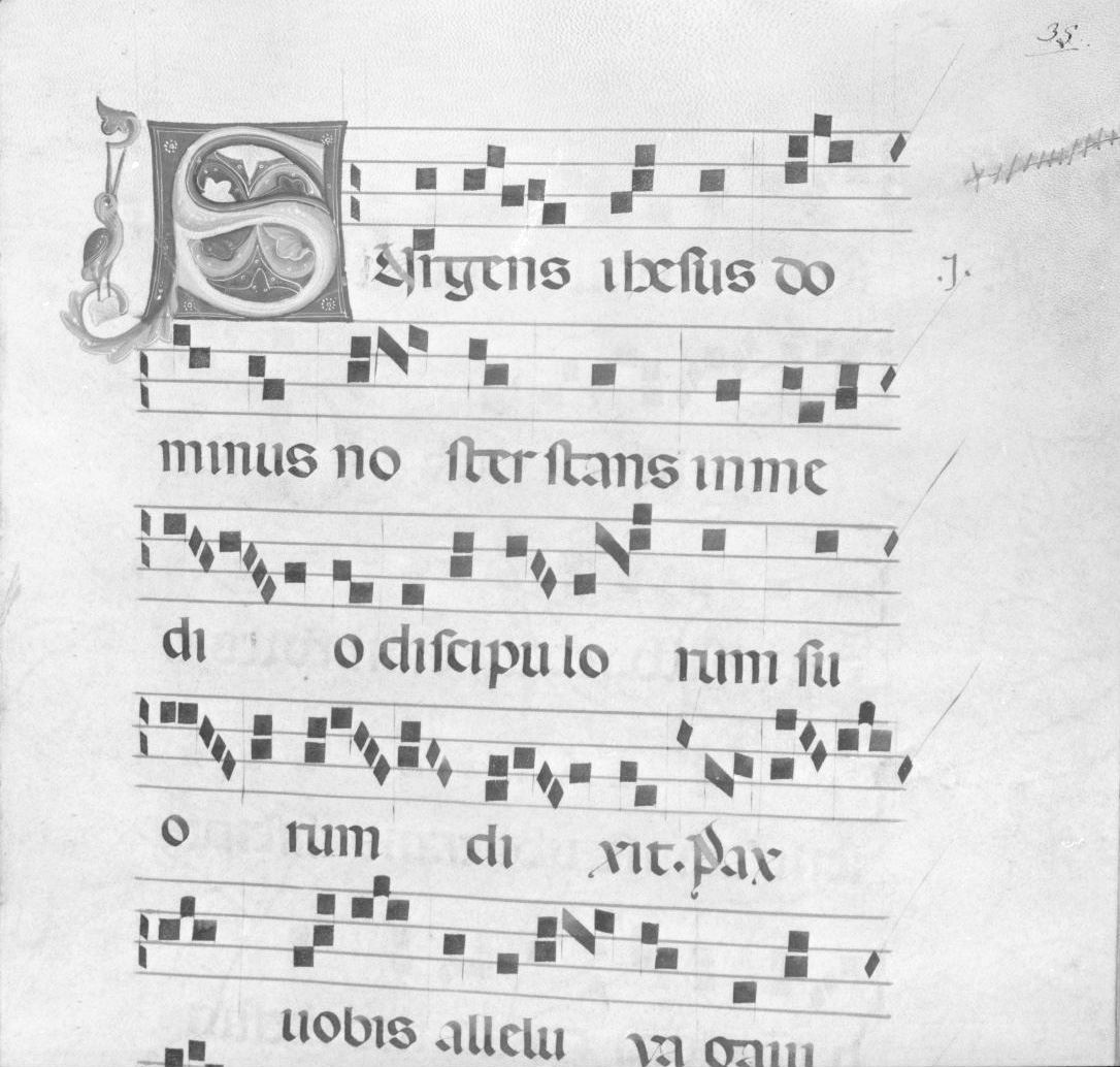 lettera vegetalizzata (miniatura) - ambito italiano (seconda metà sec. XIV)