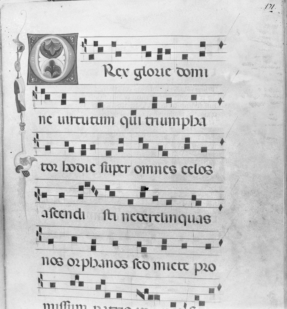 lettera vegetalizzata (miniatura) - ambito italiano (seconda metà sec. XIV)