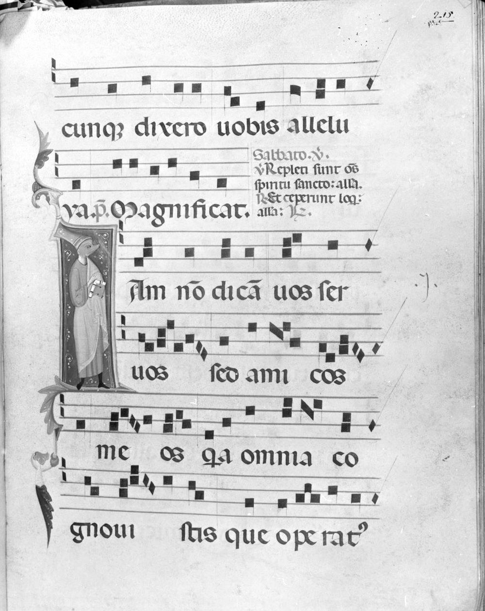 lettera vegetalizzata (miniatura) - ambito italiano (seconda metà sec. XIV)