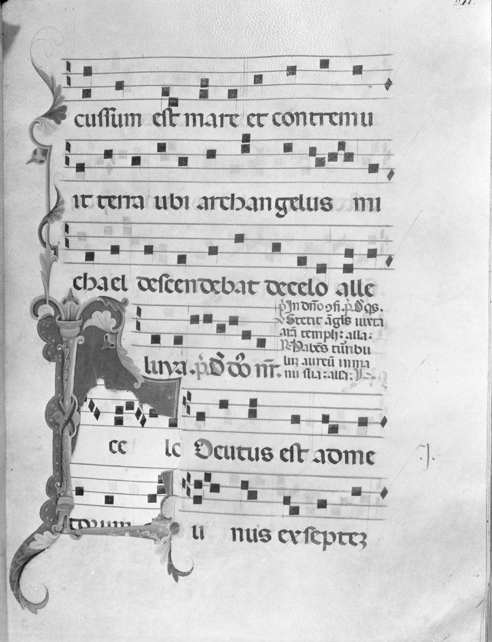 lettera vegetalizzata (miniatura) - ambito italiano (seconda metà sec. XIV)