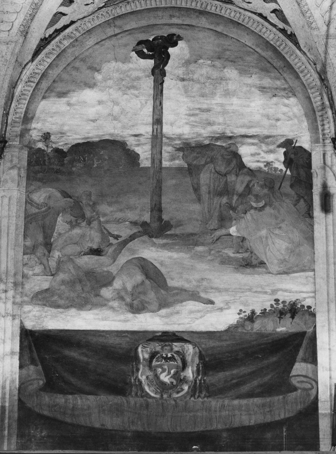 Mosè e il serpente di bronzo (dipinto, elemento d'insieme) di Novelli Paolo (sec. XVII)