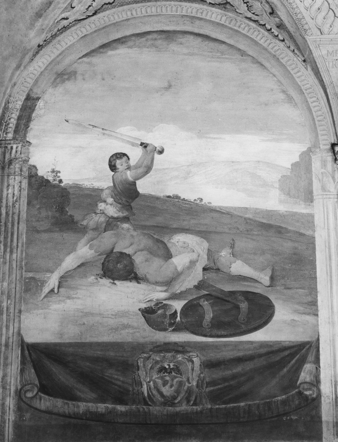 David decapita Golia (dipinto, elemento d'insieme) di Novelli Paolo (sec. XVII)
