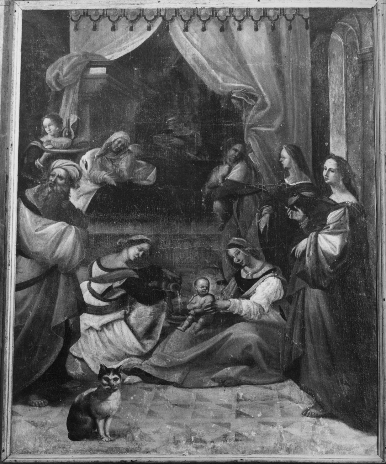 nascita di Maria Vergine (dipinto, opera isolata) di Girolamo di Giovanni detto Girolamo del Pacchia (secondo quarto sec. XVI)