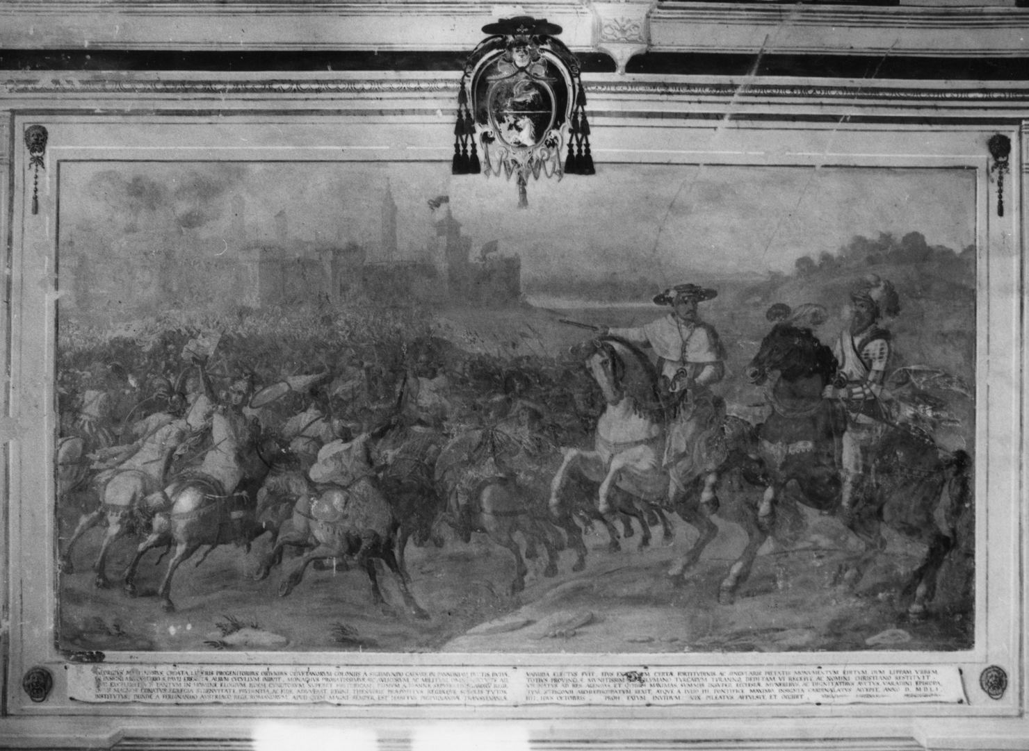 Cardinale Giorgio Martinusio alla battaglia di Lippia contro i Turchi (dipinto, elemento d'insieme) di Moller Antonio Maria il giovane (sec. XVII)
