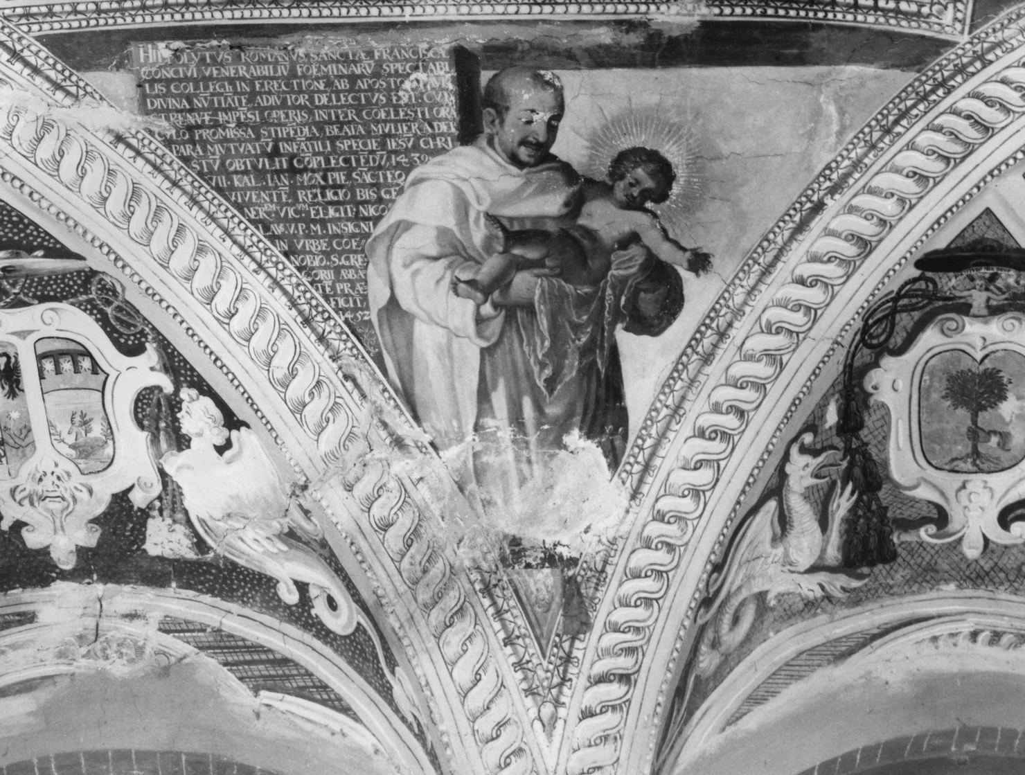 padre Ippolito Romano con in braccio Gesù Bambino (dipinto, elemento d'insieme) di Moller Antonio Maria il giovane (sec. XVII)