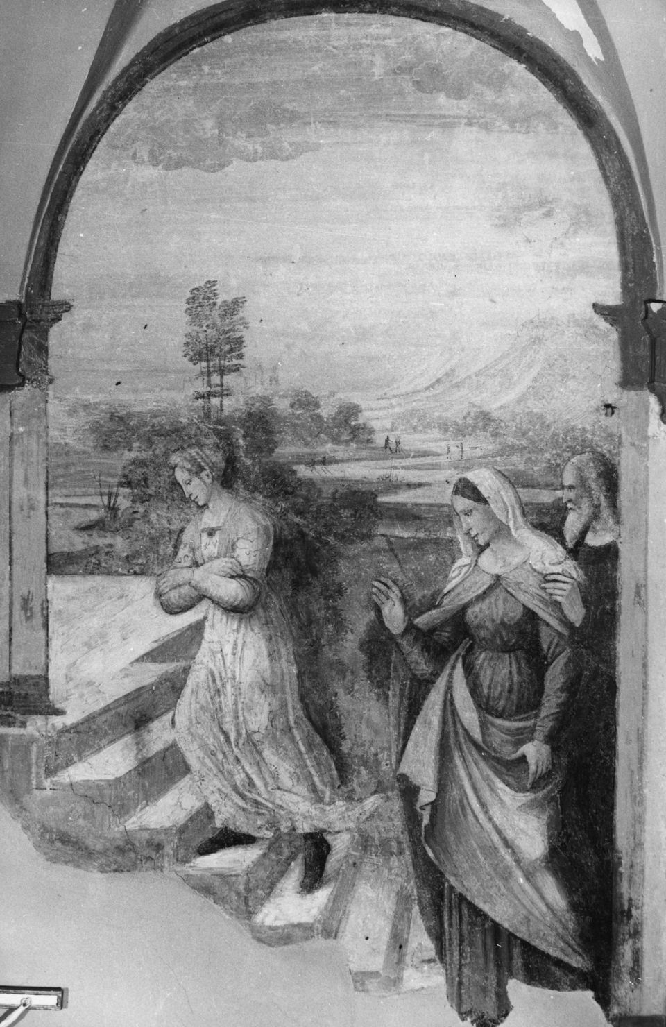 presentazione di Maria Vergine al tempio (dipinto, elemento d'insieme) - ambito umbro-senese (primo quarto sec. XVI)