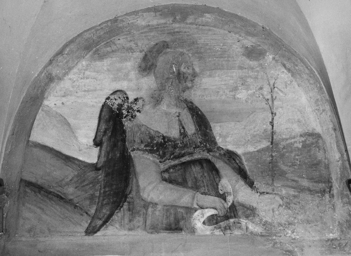 angelo annunciante (dipinto, elemento d'insieme) - ambito umbro-senese (primo quarto sec. XVI)