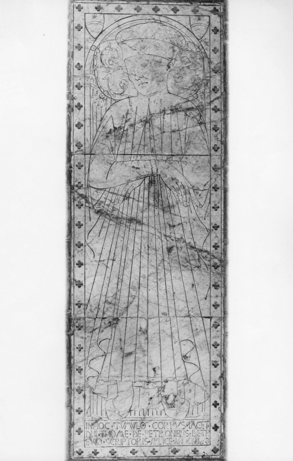 ritratto funebre di Tommaso Petroni (lapide tombale, opera isolata) - ambito toscano (sec. XV)