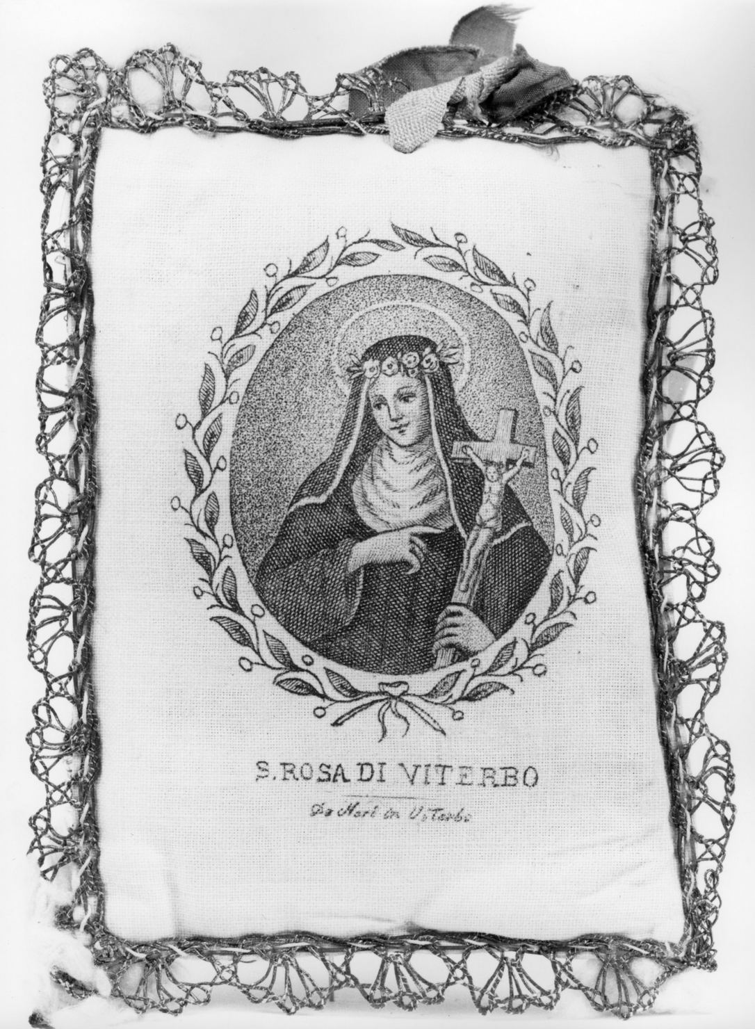 Santa Rosa da Viterbo (cuscino) - ambito italiano, manifattura viterbese (sec. XIX)