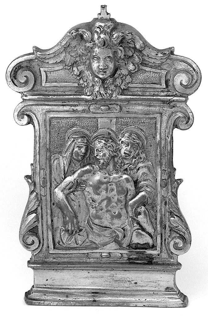 compianto sul Cristo morto (pace - a tavoletta) - bottega toscana (secc. XVI/ XVII)