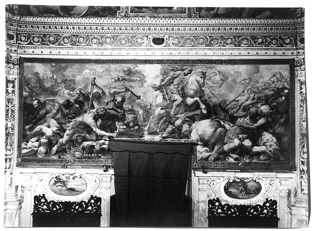 vittoria di Clodoveo re di Francia su Alarico II re dei Visigoti (dipinto, elemento d'insieme) di Vanni Raffaello (sec. XVII)