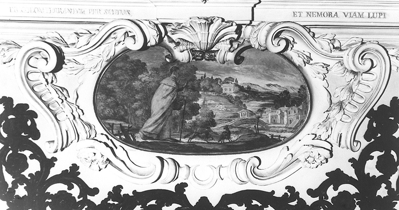 beato Alfonso Piccolomini smarritosi nel bosco viene guidato da un lupo (dipinto, elemento d'insieme) di Nasini Giuseppe Nicola (sec. XVII)