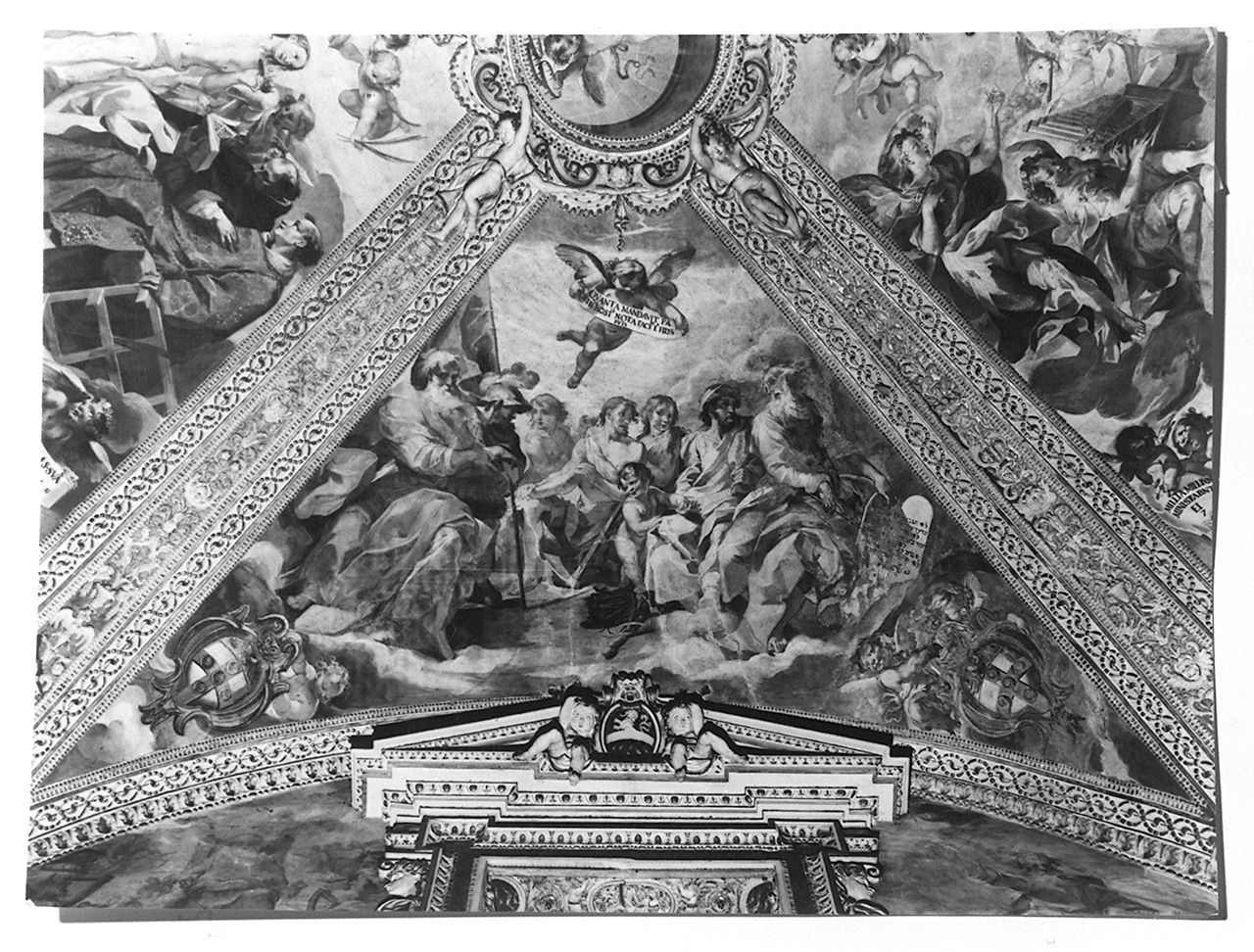 Adamo ed Eva con Noè, Giosuè, Giona, Abramo e Mosè (dipinto, elemento d'insieme) di Salimbeni Ventura detto Bevilacqua (sec. XVI)