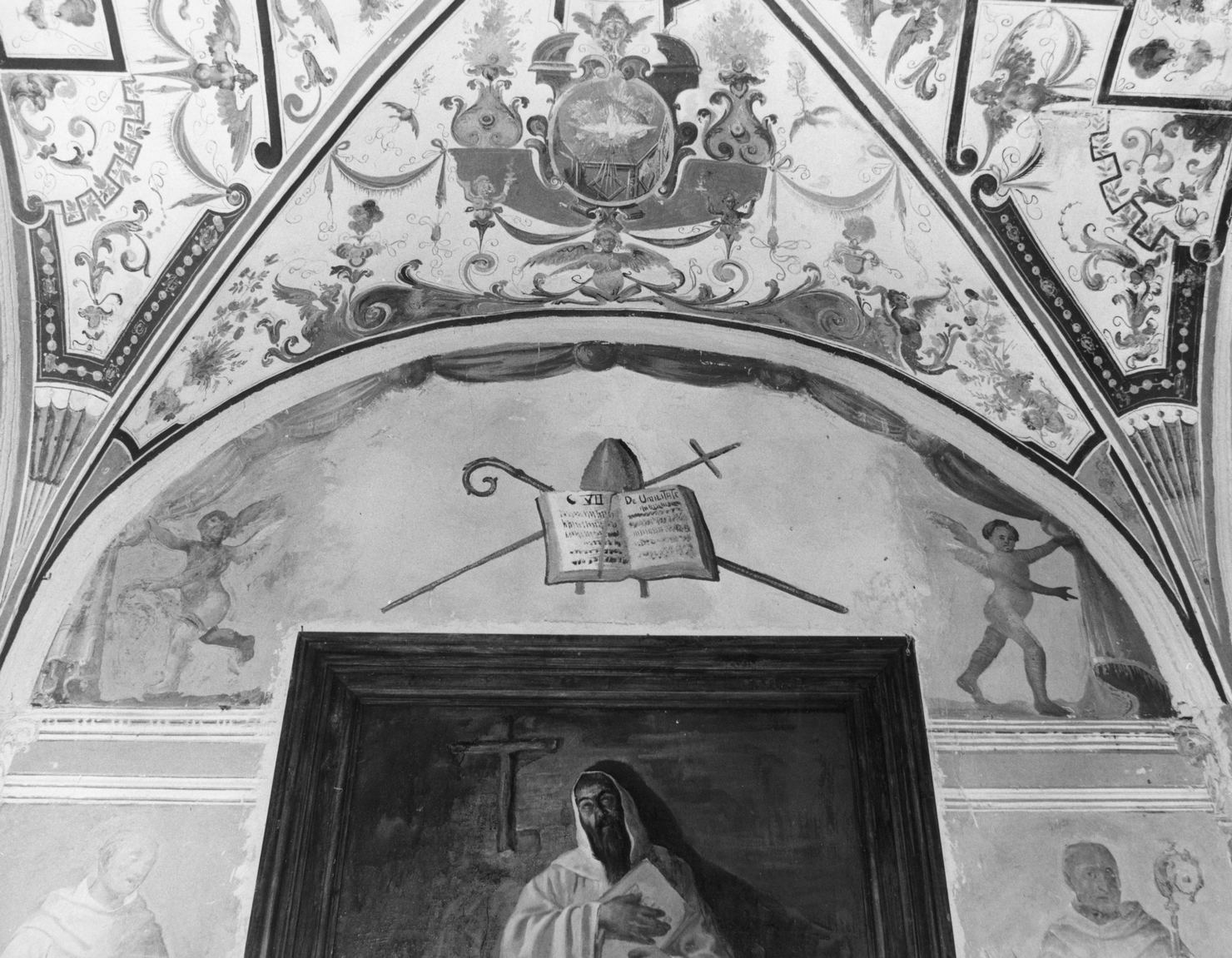 angeli reggicortina (dipinto, elemento d'insieme) - ambito toscano (sec. XVIII)