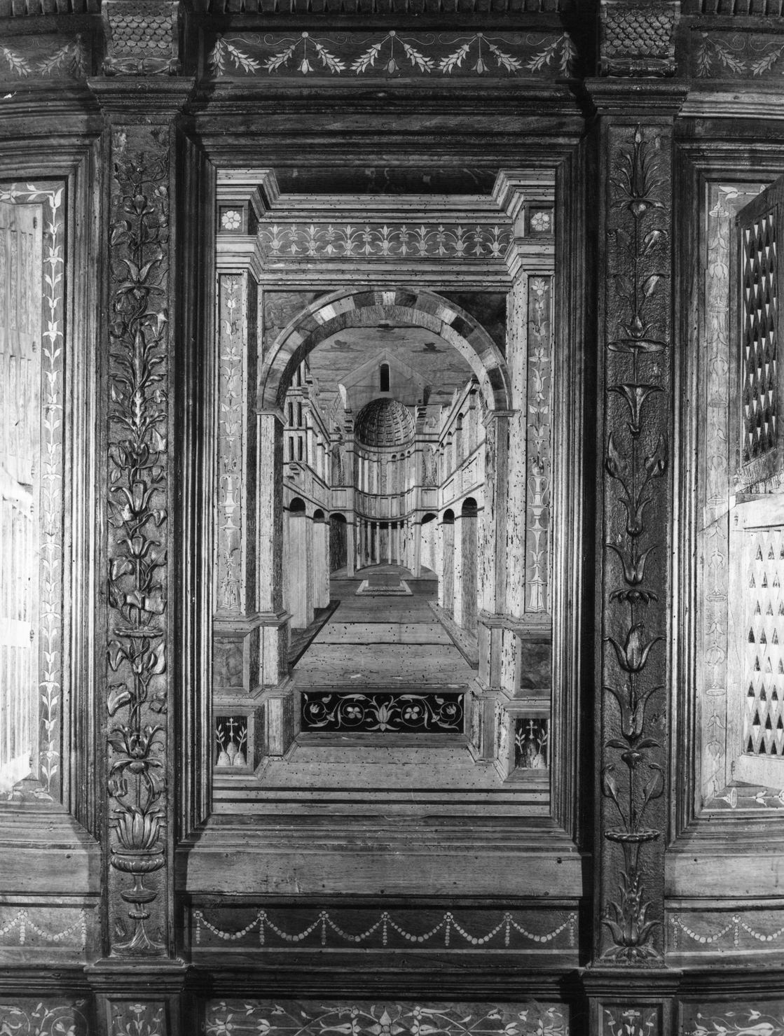 stalli del coro, insieme di Giovanni da Verona (sec. XVI)