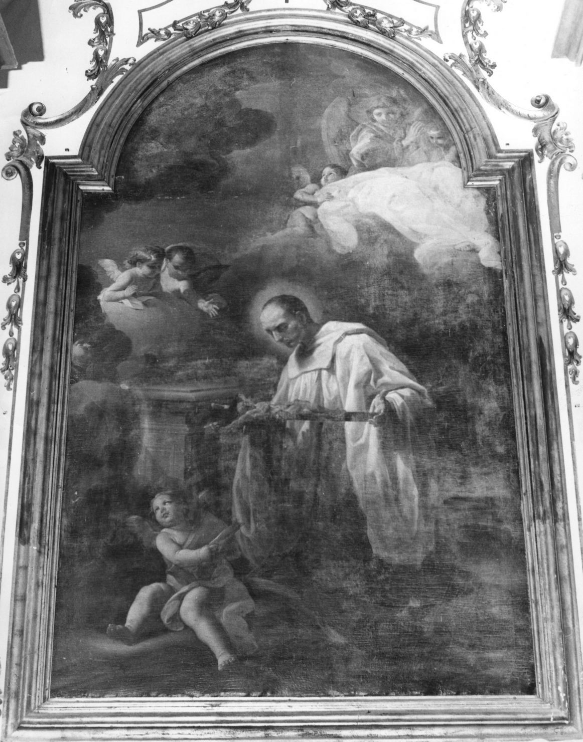 beato Bernardo Tolomei adora il crocifisso (dipinto) di Pozzi Stefano (primo quarto sec. XVIII)