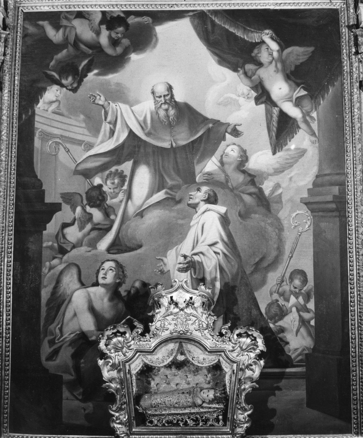 San Benedetto appare al beato Bernardo Tolomei (dipinto, opera isolata) - ambito senese (primo quarto sec. XVIII)