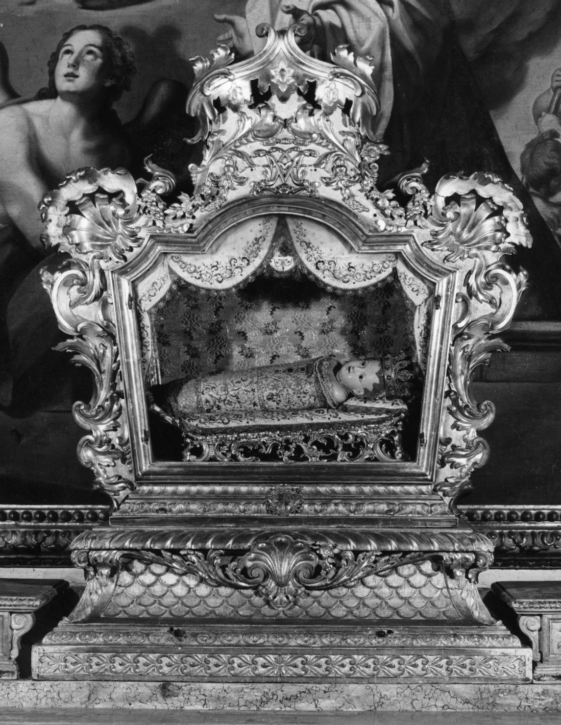 reliquiario a teca - a urna, elemento d'insieme - bottega toscana (secc. XVIII/ XIX)