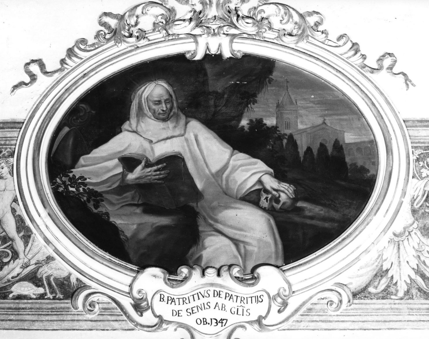 Patrizio dei Patrizi abate generale di Monteoliveto Maggiore in meditazione (dipinto, elemento d'insieme) - ambito senese (metà sec. XVIII)