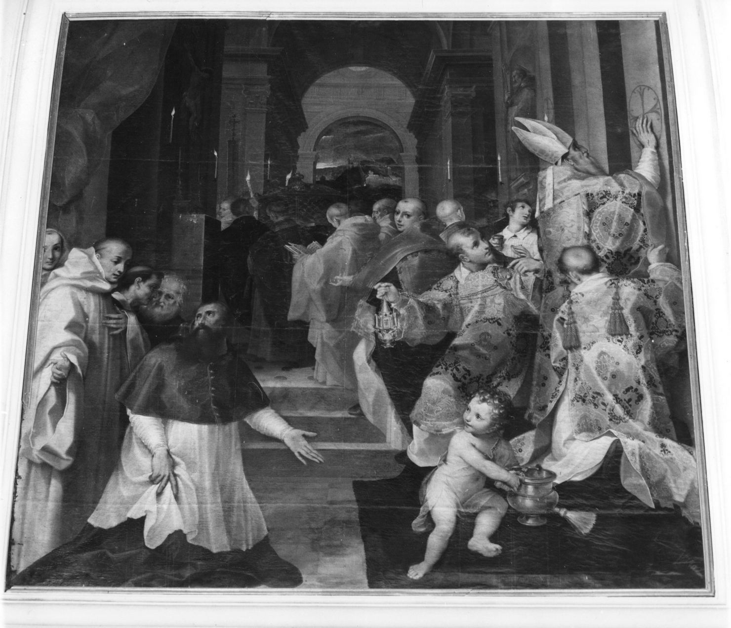 consacrazione della chiesa abbaziale di Monteoliveto Maggiore (dipinto, opera isolata) di Vanni Francesco (fine/inizio secc. XVI/ XVII)