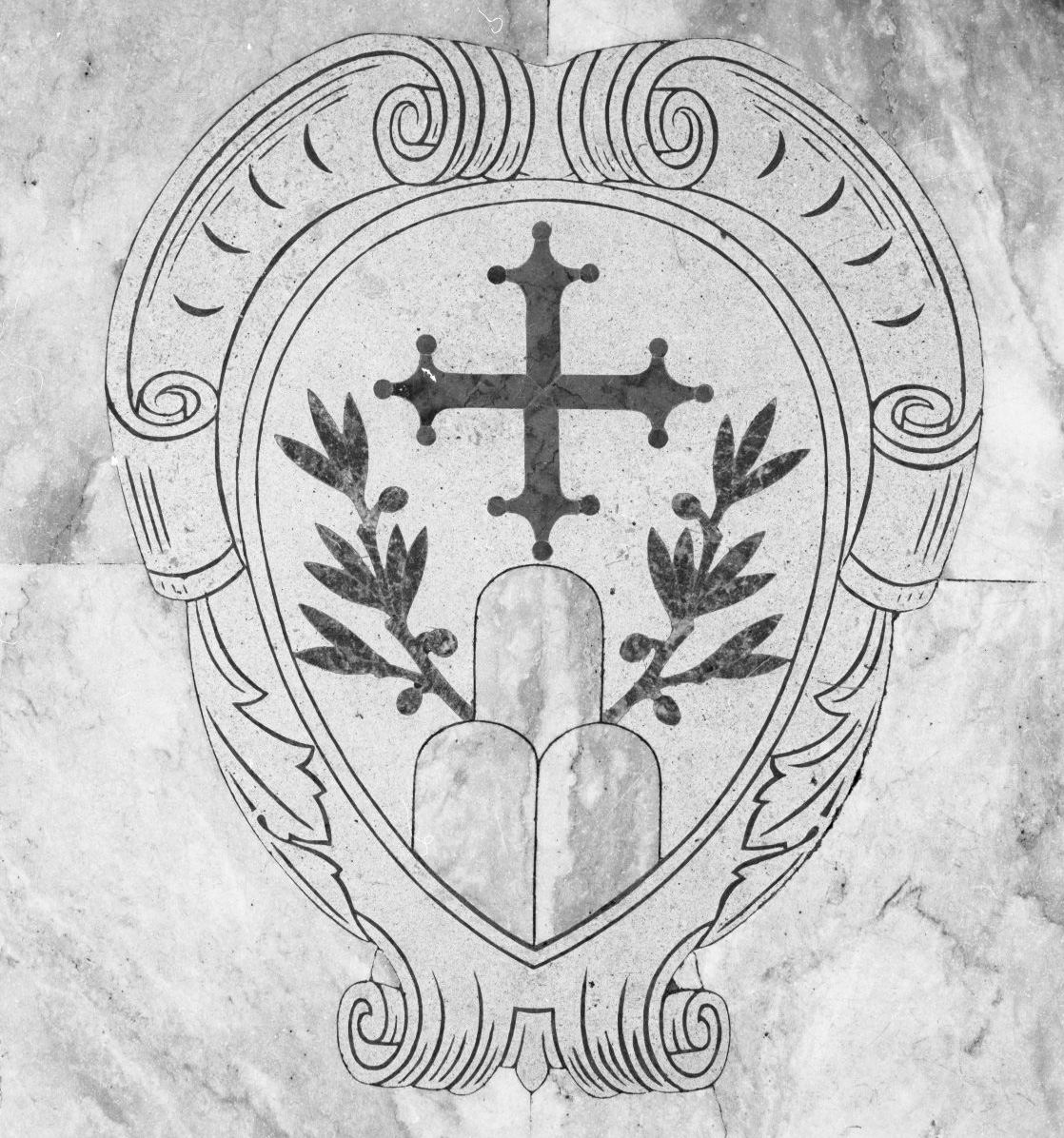 stemma dell'Abbazia di Monteoliveto Maggiore (decorazione a intarsio) - bottega toscana (prima metà sec. XX)
