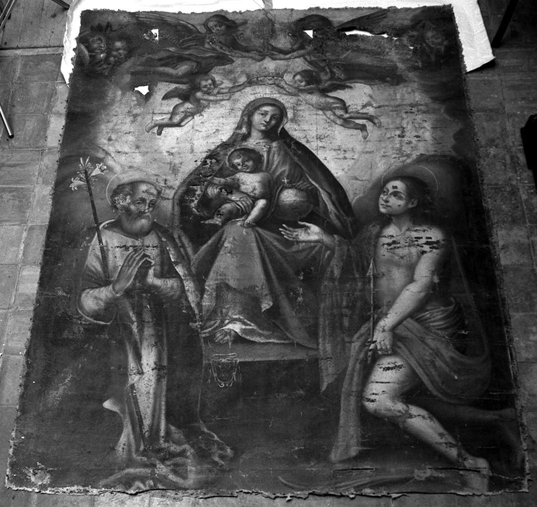 Madonna con Bambino e angeli tra San Sebastiano e San Giuseppe (dipinto) - ambito senese (seconda metà sec. XVI)