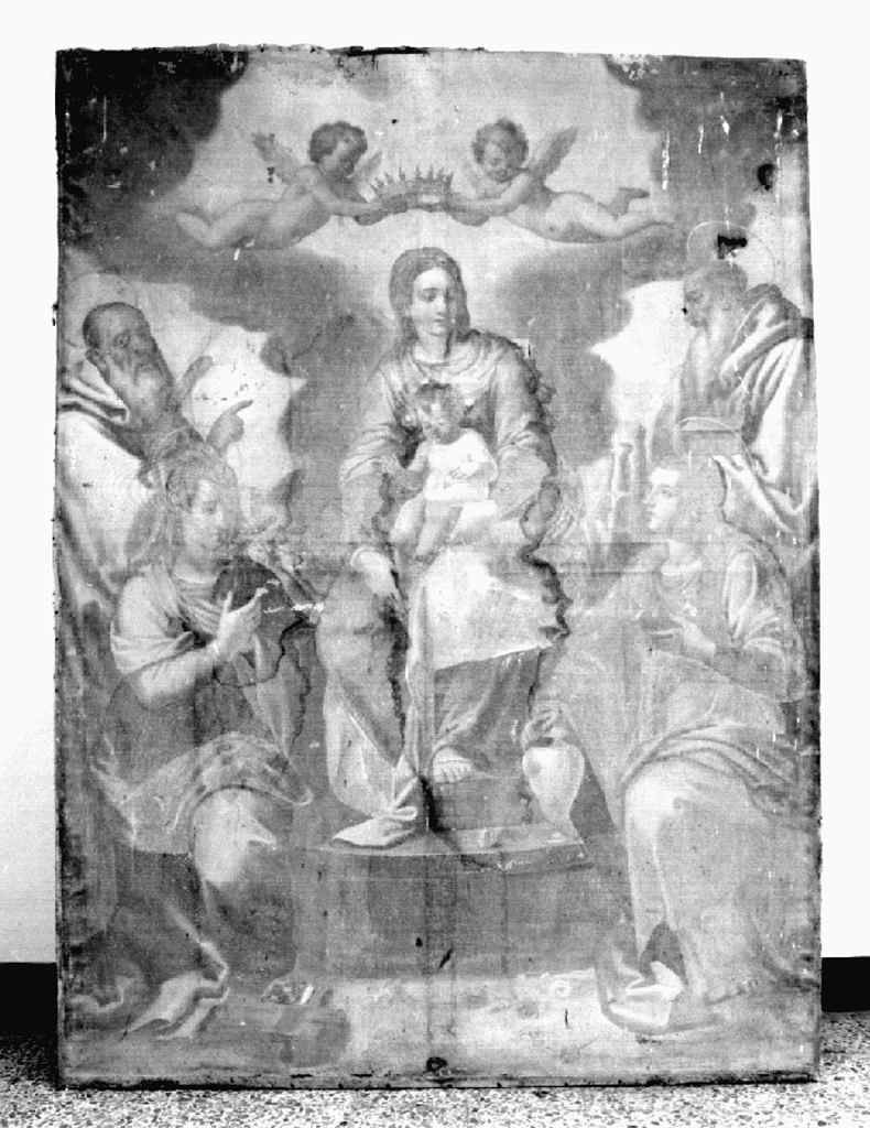 Madonna con Bambino in trono tra santi (dipinto) - ambito toscano (sec. XVII)