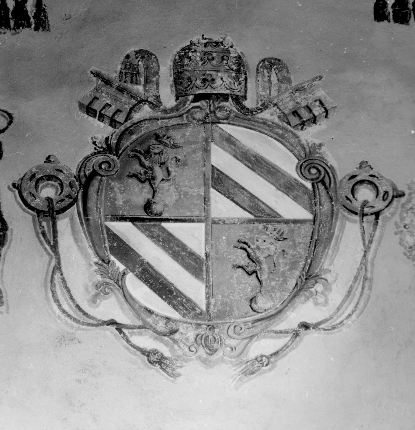 stemma papale di Pio IX (dipinto, elemento d'insieme) - ambito pitiglianese (sec. XIX)