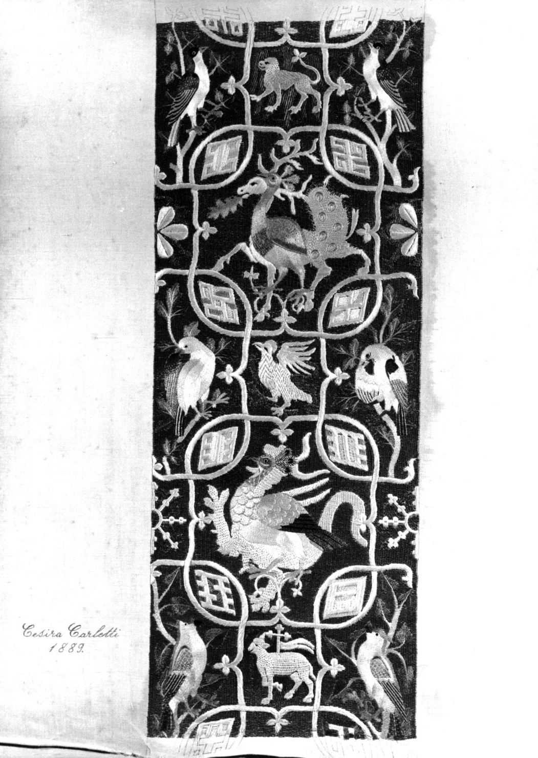 pannello, frammento di Carletti Cesira (seconda metà sec. XIX)