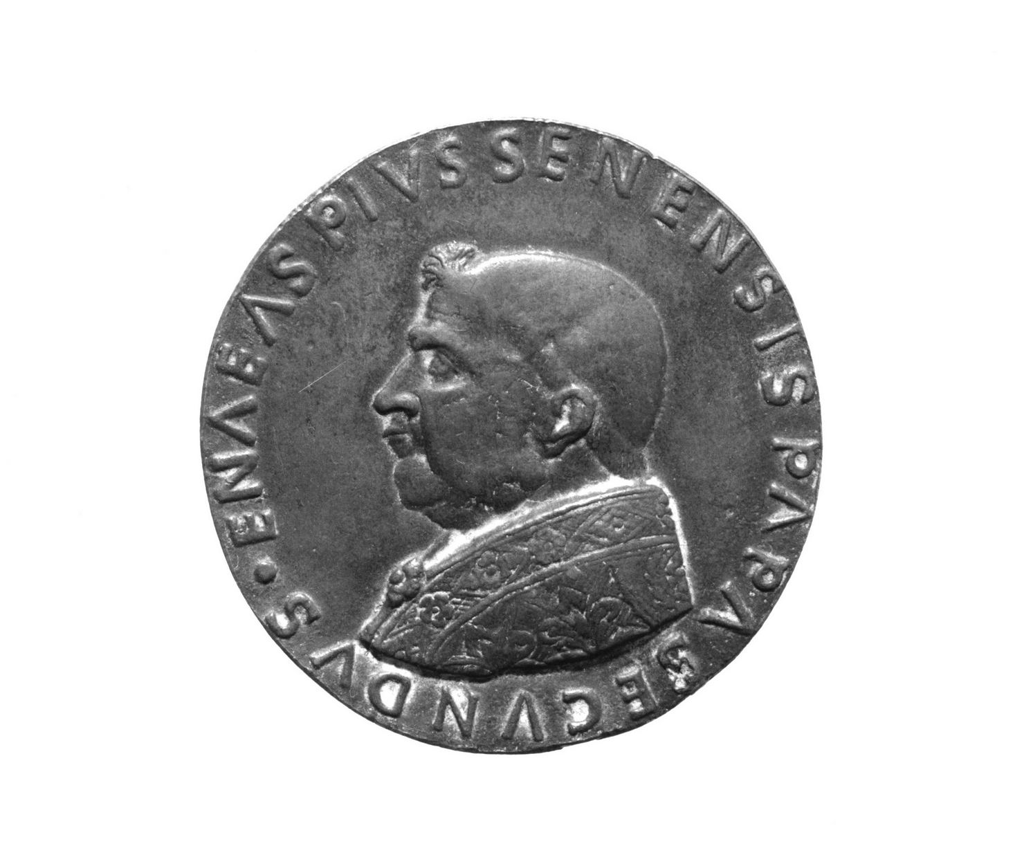 ritratto di papa Pio II/ pellicano (medaglia pontificia, serie) di Guazzalotti Andrea (attribuito) (sec. XV)