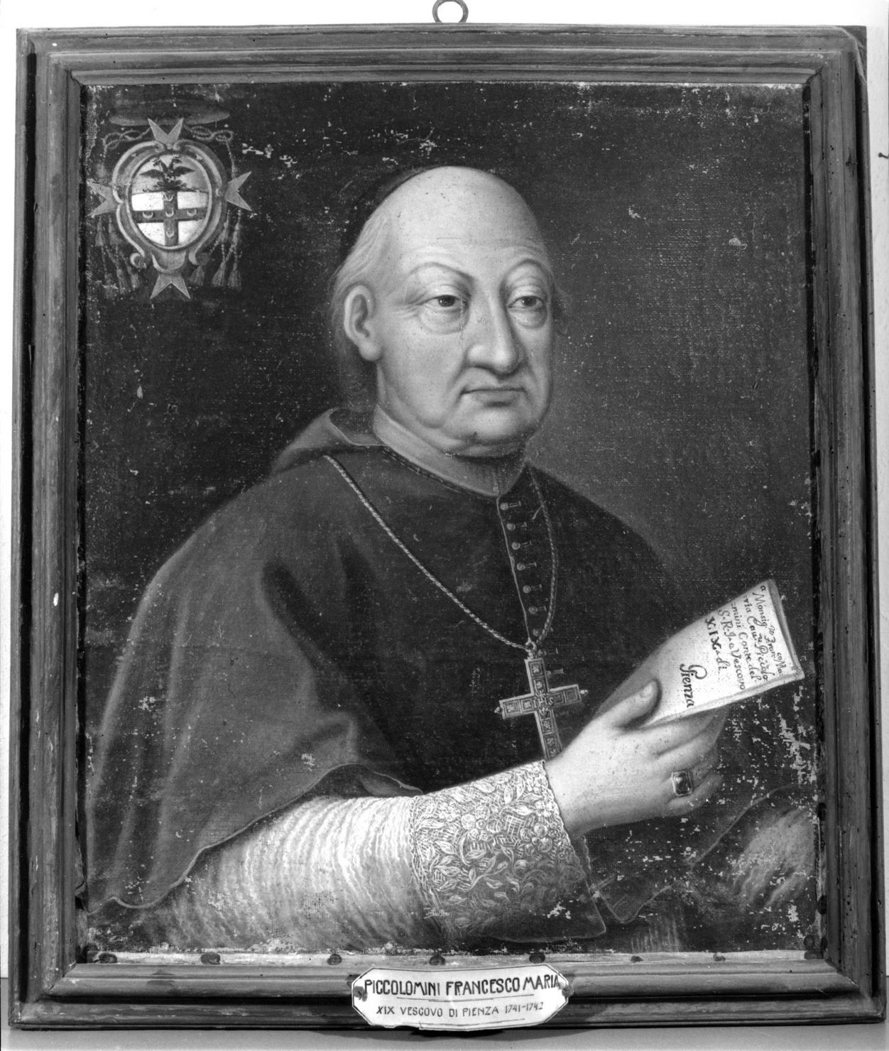 ritratto del vescovo Francesco Maria Piccolomini (1740-1772) (dipinto) - ambito senese (prima metà sec. XVIII)