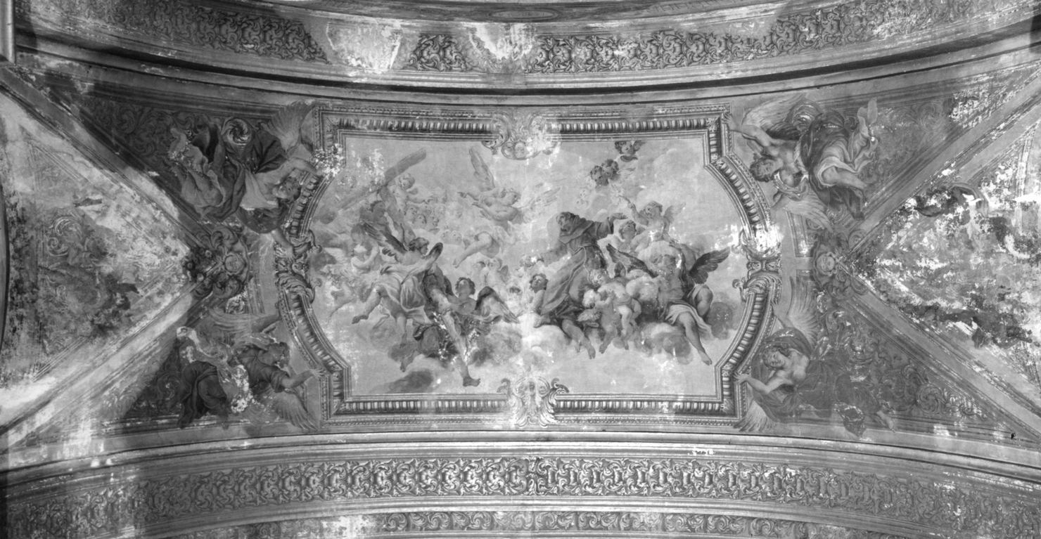 Gli angeli presentano la croce a S. Francesco (dipinto) di Ricciolini Michelangelo, Coralli Francesco, Stanchi Niccolò, Worndle Philipp Jakob (sec. XVII)
