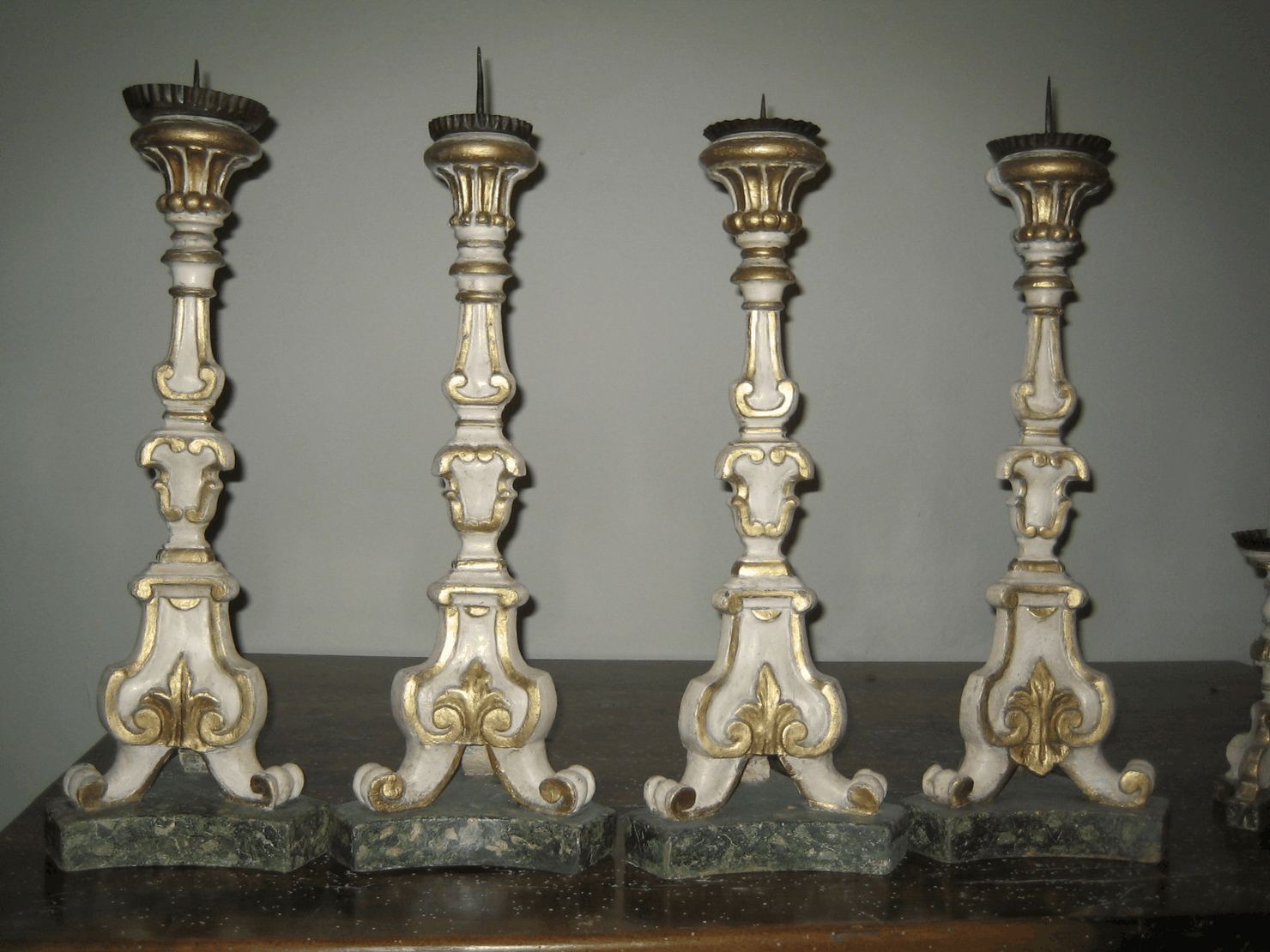 candeliere d'altare, serie - bottega senese (metà sec. XIX)