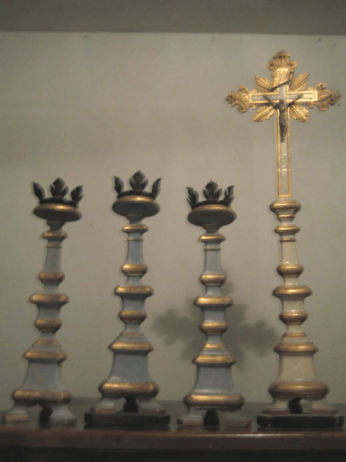 candeliere d'altare, serie - bottega senese (metà sec. XIX)