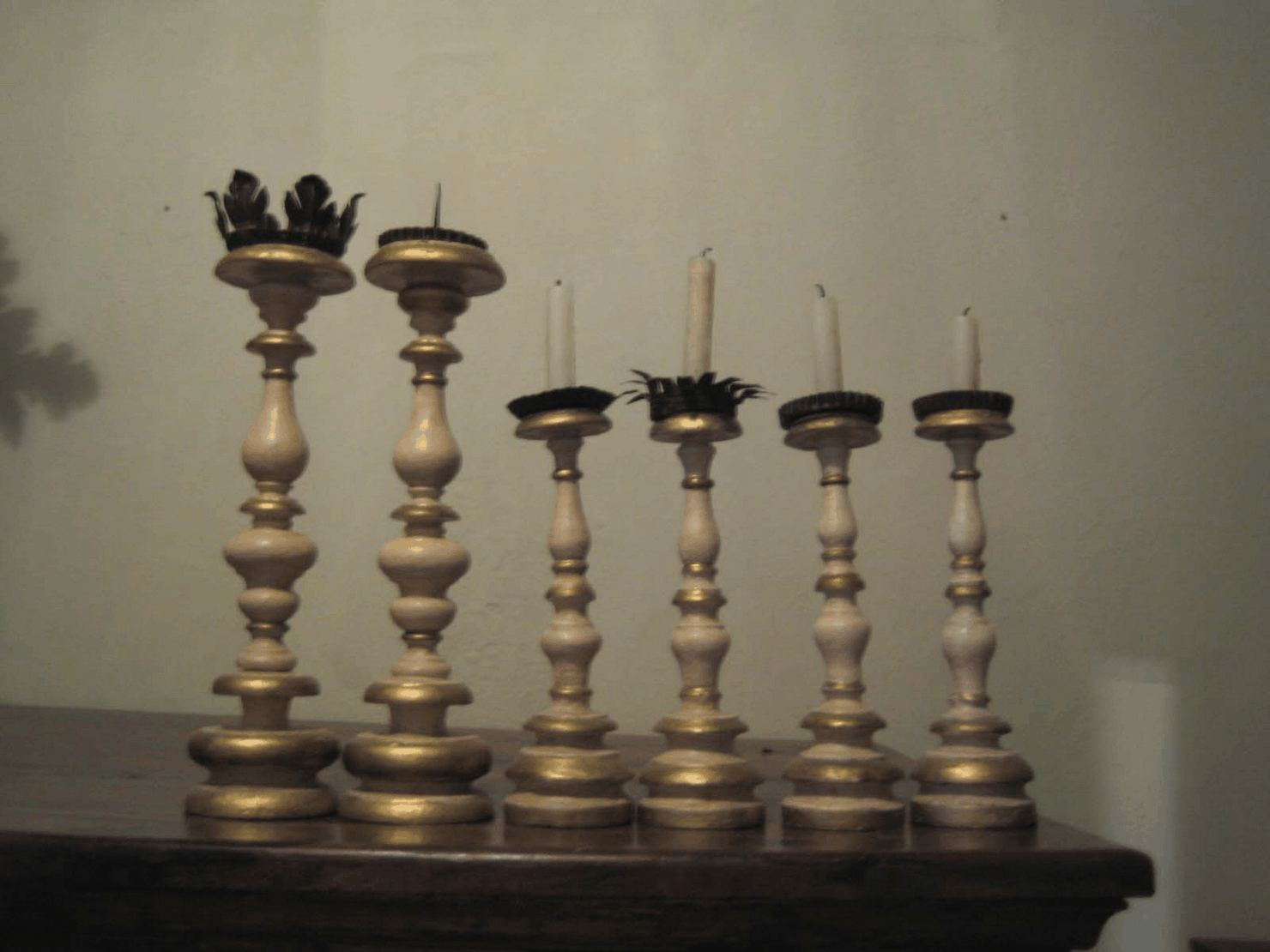 candeliere d'altare, serie - bottega senese (metà sec. XIX)