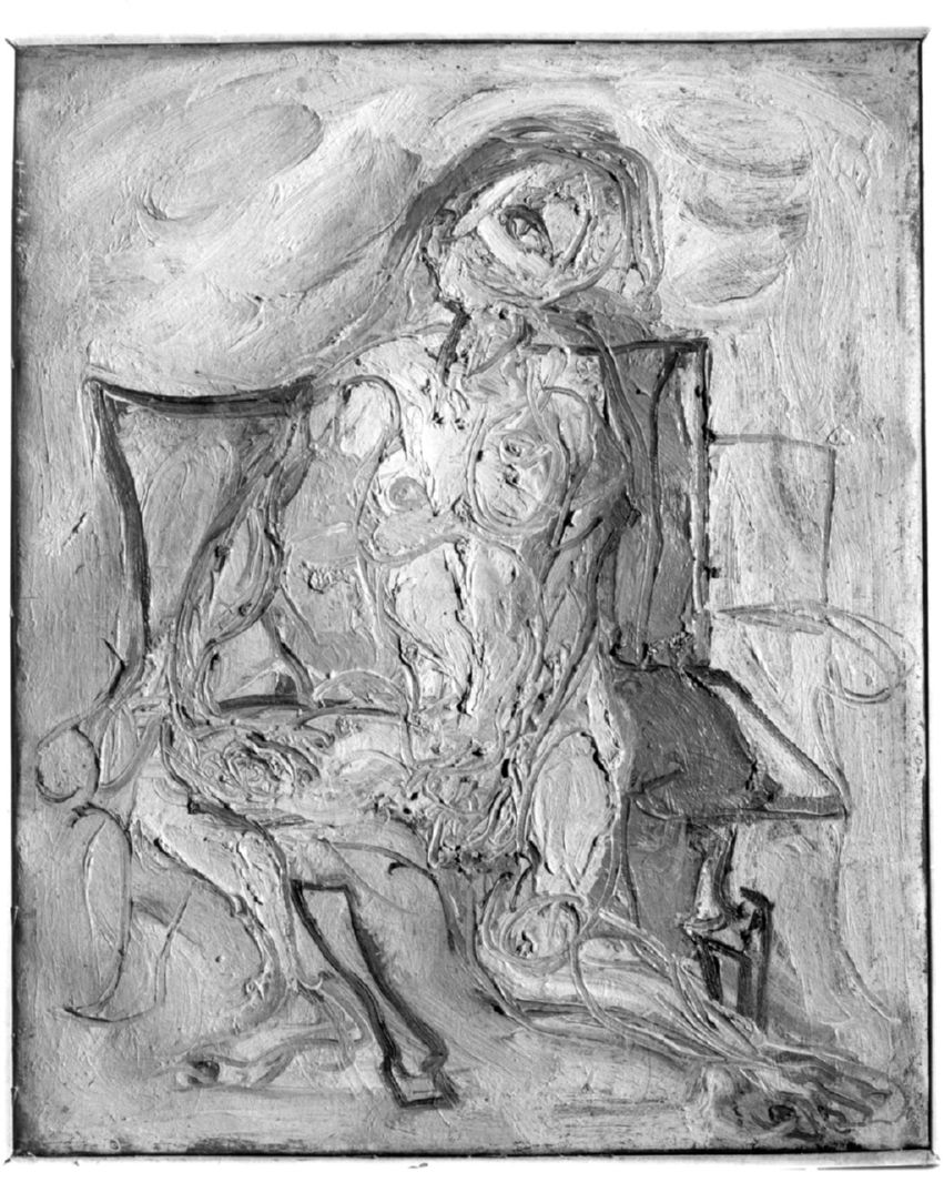 figura femminile seduta (dipinto) di Sadun Piero (metà sec. XX)