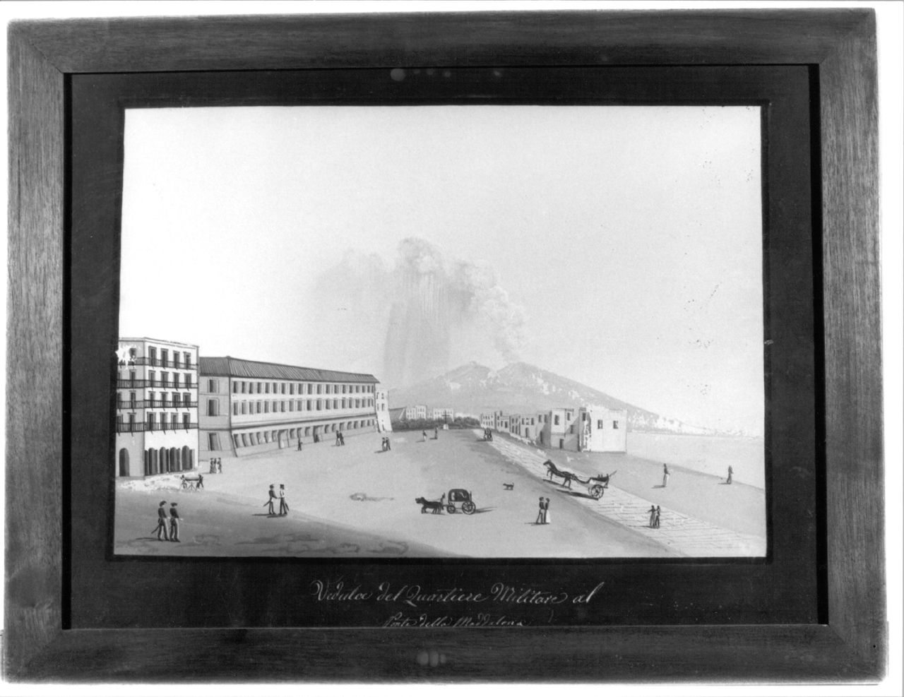 Veduta del Quartiere Militare al Ponte della Maddalena, paesaggio marino (dipinto, elemento d'insieme) - ambito napoletano (prima metà sec. XIX)